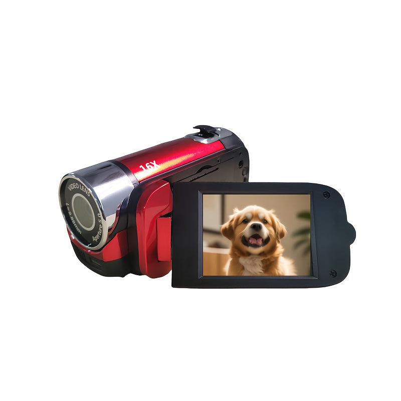 Portable 1080P Digital Camcorder with Rotating Screen & 32G Memory Card, Rechargeable Battery, Selfie Support
