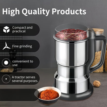 Electric Coffee Grinder 300W 25000RPM, 8-Blade Stainless Steel Spice & Grain Mill for Coffee Beans