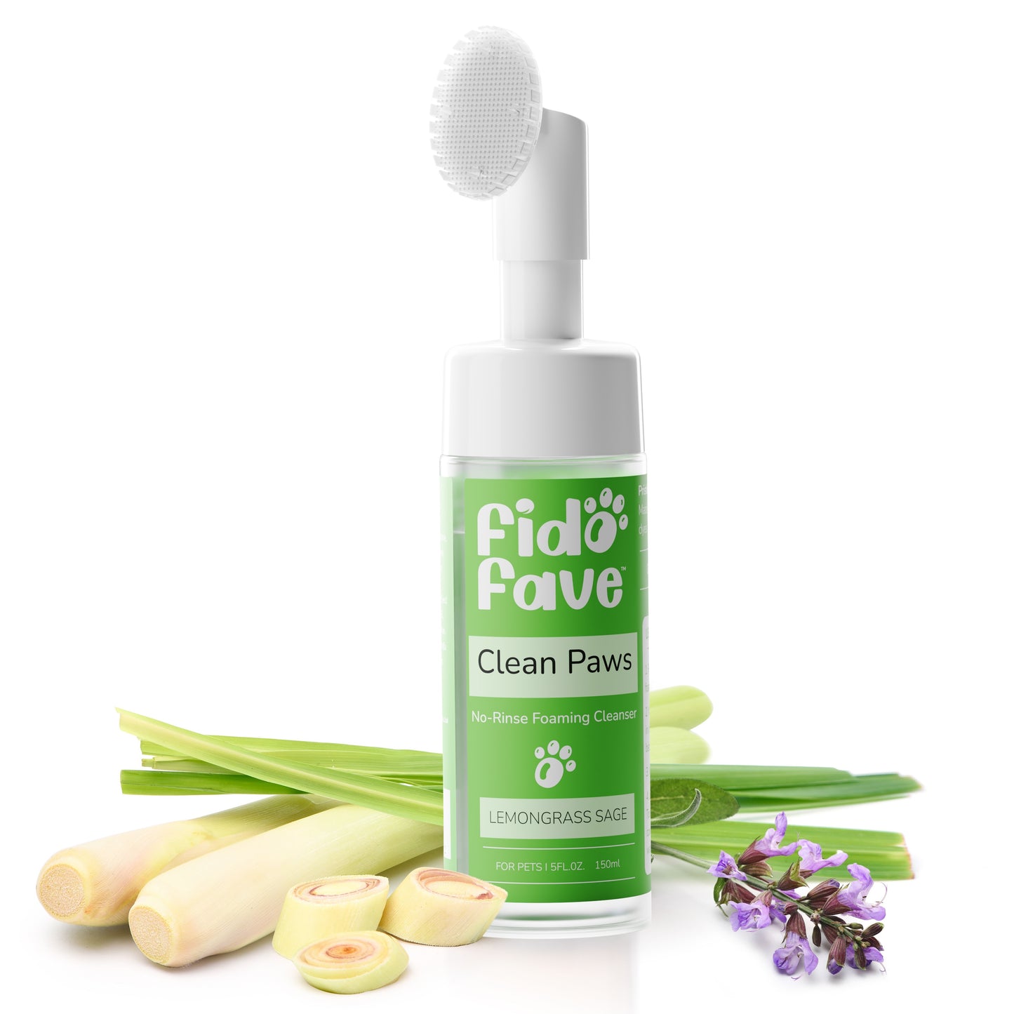 Dog Paw Cleaner No-Rinse with Soft Brush – pH Balanced Paw Wash for Dogs & Cats, 5oz Gentle Grooming Cleanser in Lavender Chamomile