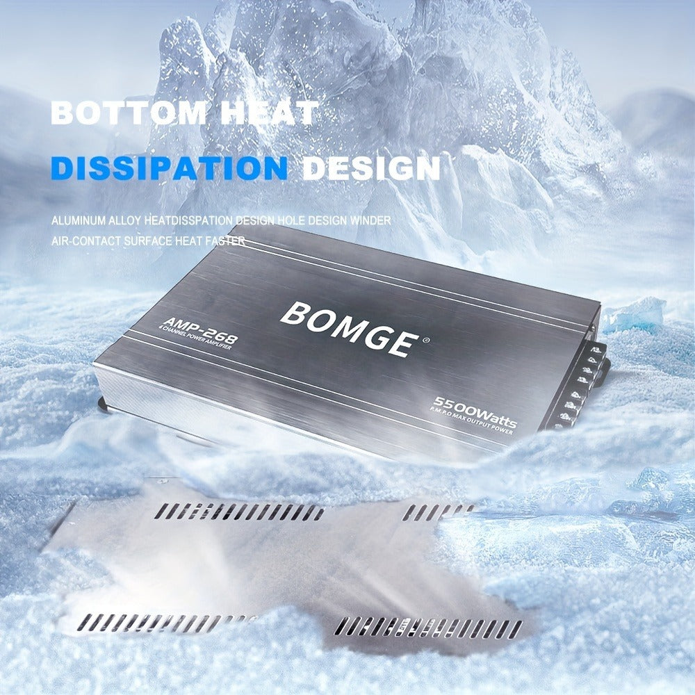 BOMGE 4-Channel Car Amplifier 2500W Max Power for Subwoofers & Speakers Full Range Class AB Vehicle Audio Amp AMP-228 AMP-268-A AMP-268-C