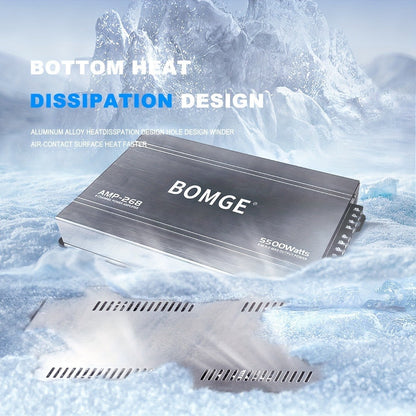 BOMGE 4-Channel Car Amplifier 2500W Max Power for Subwoofers & Speakers Full Range Class AB Vehicle Audio Amp AMP-228 AMP-268-A AMP-268-C