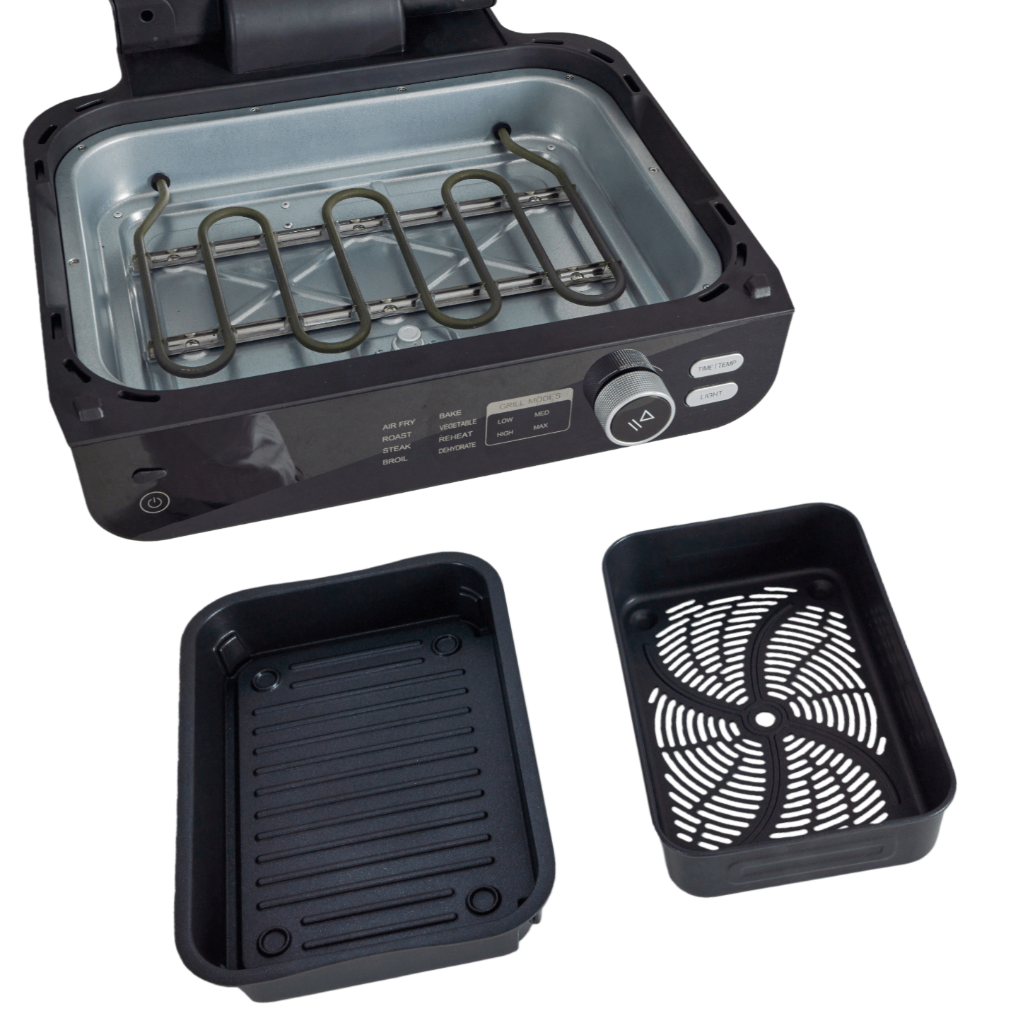 Air Fryer Grill Combo 8-in-1 Electric Indoor BBQ, Large Non-Stick Surface, Fry Basket Included, Grill