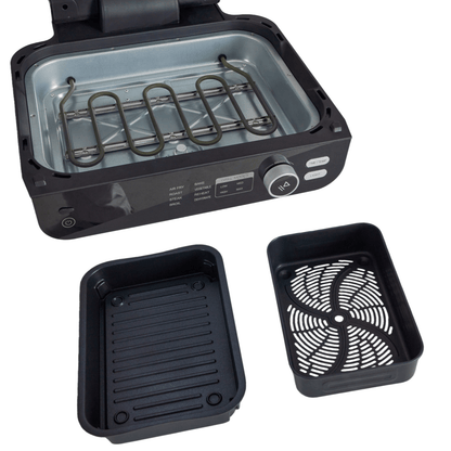Air Fryer Grill Combo 8-in-1 Electric Indoor BBQ, Large Non-Stick Surface, Fry Basket Included, Grill