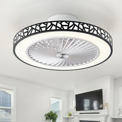Flush Mount Ceiling Fan with Light and Remote 19 Inch, Low Profile LED Ceiling Fan 6 Wind Speeds Reversible Motor