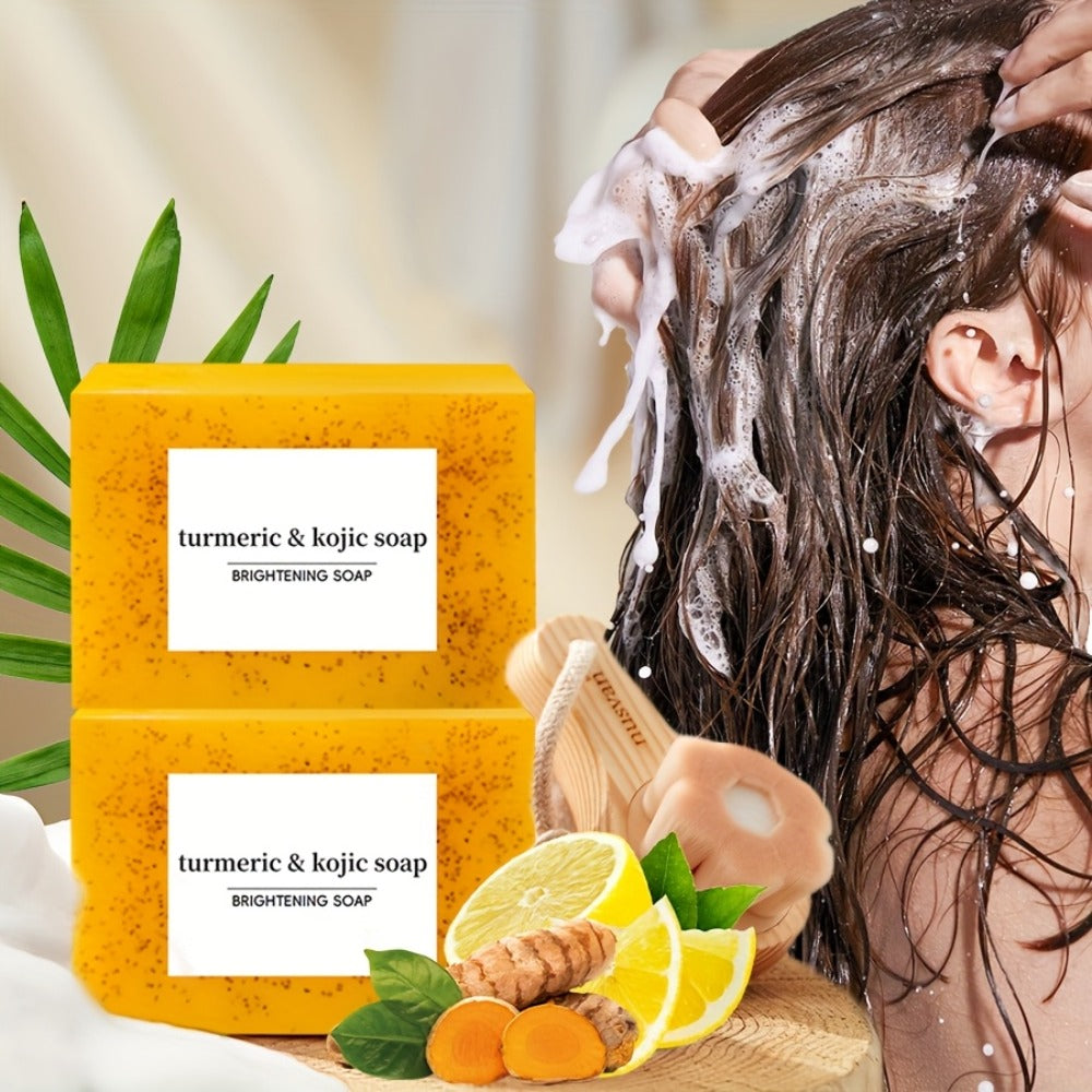 Turmeric Soap Handmade Bar, Lemon, Quercetin & Vitamin E Natural Soap with Olive Oil, Deep Cleansing &