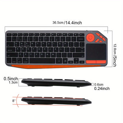 Touchpad Wireless Keyboard 2.4G Dual Mode, Backlit Multimedia Hotkeys, Type-C Rechargeable, All-in-One Remote for Smart TV
