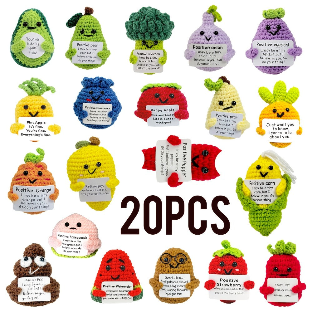 Crochet Doll Set 20pcs Handmade Emotional Support Dolls, Cute Collectible Okra Plush Figures