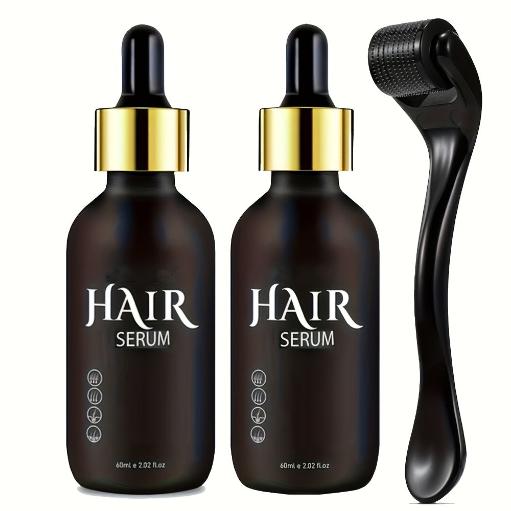 Hair Growth Serum Kit with Derma Roller, Anti Hair Loss Follicle Stimulating Scalp Treatment Essence