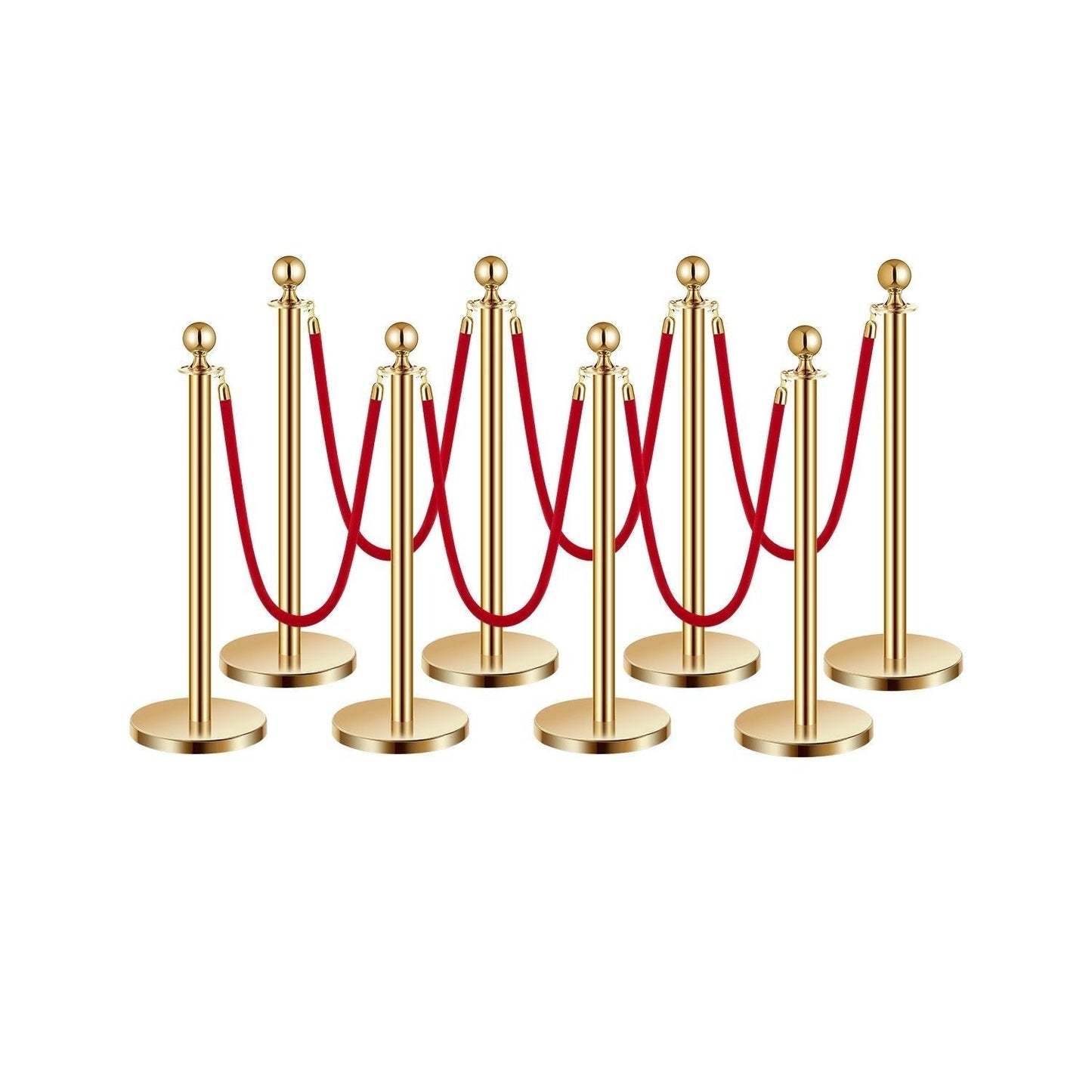 Stanchion Posts with Red Velvet Rope Set – Gold Crowd Control Barrier, for Home, Office and Event Organization