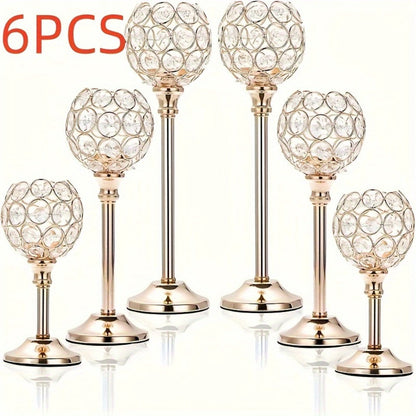 Crystal Candelabra Centerpiece, Gold & Silver Taper Candle Holders for Wedding, Anniversary, Candlelit Dinner