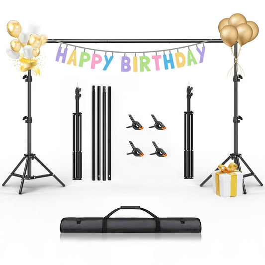 Backdrop Stand 8.5 x 10-Foot Adjustable Tripod Kit with Sectional Crossbars, Four Clips and Carry Bag