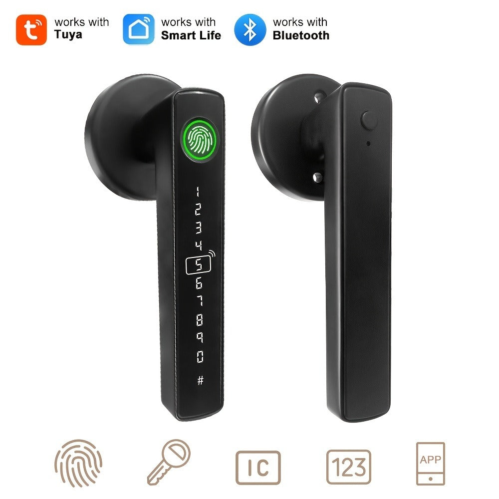 Smart Door Lock Handle with Fingerprint Keypad IC Card App and Key in Single or Double Row Options