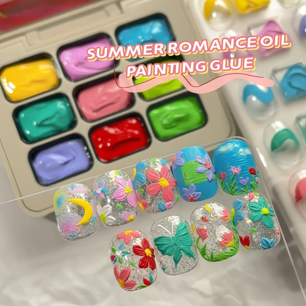 Gel Nail Polish Set with MORDDA Label, 9 Romantic Summer Dopamine Gel Colors in Nine-Grid Set