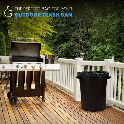 65 Gallon Large Black Garbage Bags Leak Proof Trash Bags for Kitchen Outdoor Garden Yard Waste Industrial Business 25 Pack 100 Pack