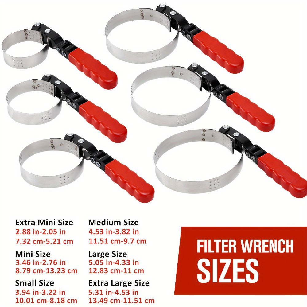 Oil Filter Removal Tool Kit 7-Piece Adjustable 3-Jaw Wrench 9" 12" Oil Filter Pliers Anti-Slip PVC Handle Fits 2-3/4" to 5-1/4" Filters