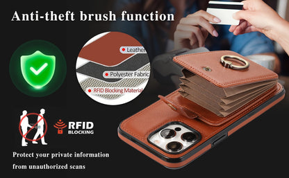 Phone Case Wallet with 2-3 Card Holder and Fold-Out Kickstand for Selected iPhone 12-16 Model Options