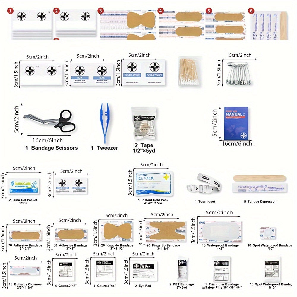 350-Piece First Aid Supply Kit in Clear Double-Layer Hard Case with Red Handle and Tilting Trays