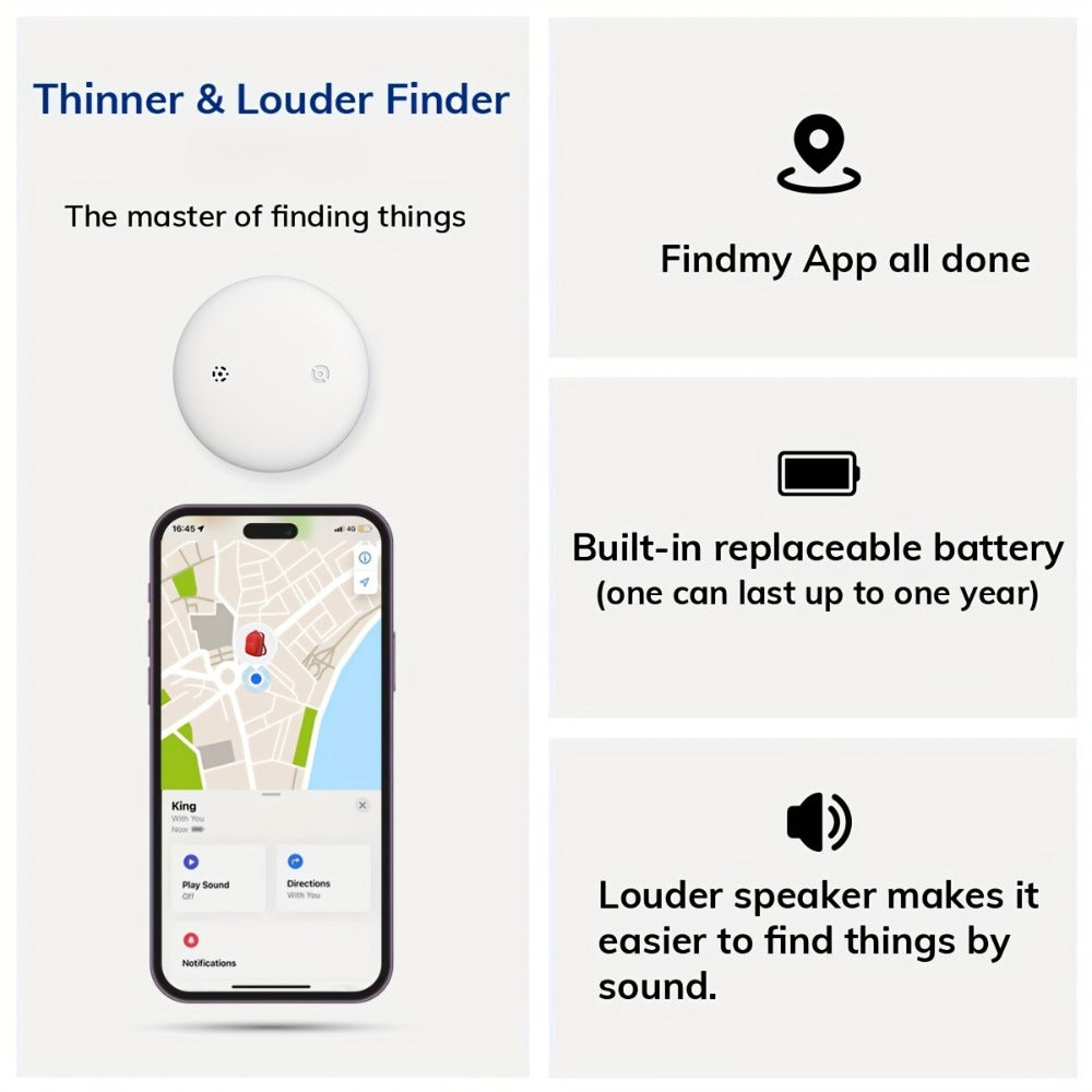 Apple Find My Tracker 2 Pack AirTag-Size Bluetooth Key Finder with Keychain Holder, Anti-Lost Locator for Keys Pets Bags Luggage