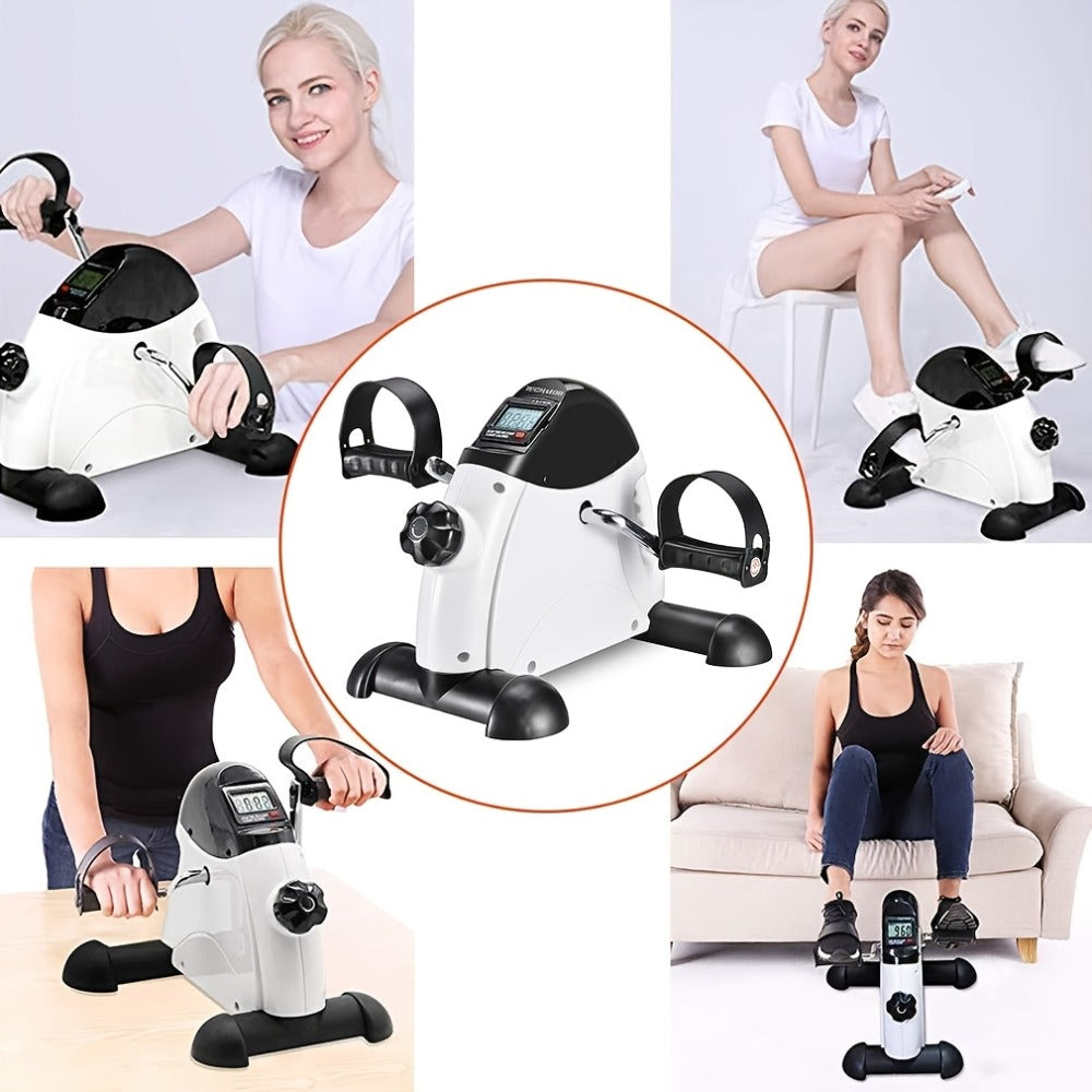 Portable Elliptical Trainer Mini Exercise Bike Under Desk Pedal Exerciser LCD Display for Entryways, Bedrooms and Living Spaces