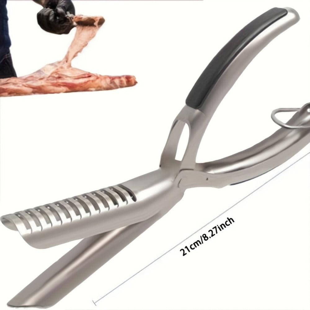 BBQ Rib Membrane Remover Tool Stainless Steel Rib Peeler with Handle, Food Grade Manual Rib Prep Kitchen Gadget for Grilling