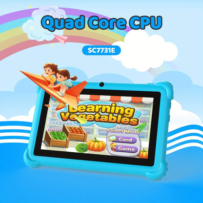 Kids Tablet PEICHENG 7 Inch with 2GB RAM, 32GB Built-In Storage, Dual Cameras, WiFi and Silicone Case