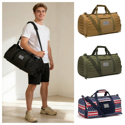 Tactical Duffle Bag 40L for Men Heavy Duty Gym Bag with Shoe Compartment Laptop Pocket Waterproof Sport Travel Bag Weekender Overnight Bag