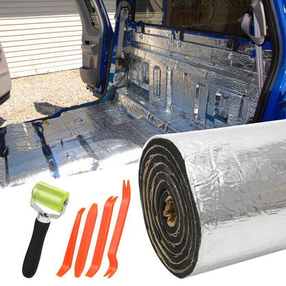 Sound Deadener Mat for Cars – Heat Shield & Noise Reduction Insulation with Self-Adhesive Backing, Reflective Aluminum Foil