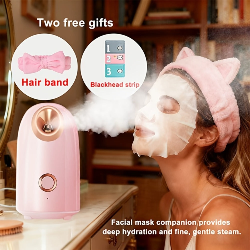 Facial Steamer Nano Ion Mist – Deep Pore Cleansing Home Spa Face Steamer with 360° Rotatable Arm, Blackhead Remover