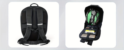 LED Motorcycle Backpack with Display Screen, Hard Shell Helmet Bag, USB Charging Port, 48x48 Dot Matrix Smart Riding Backpack