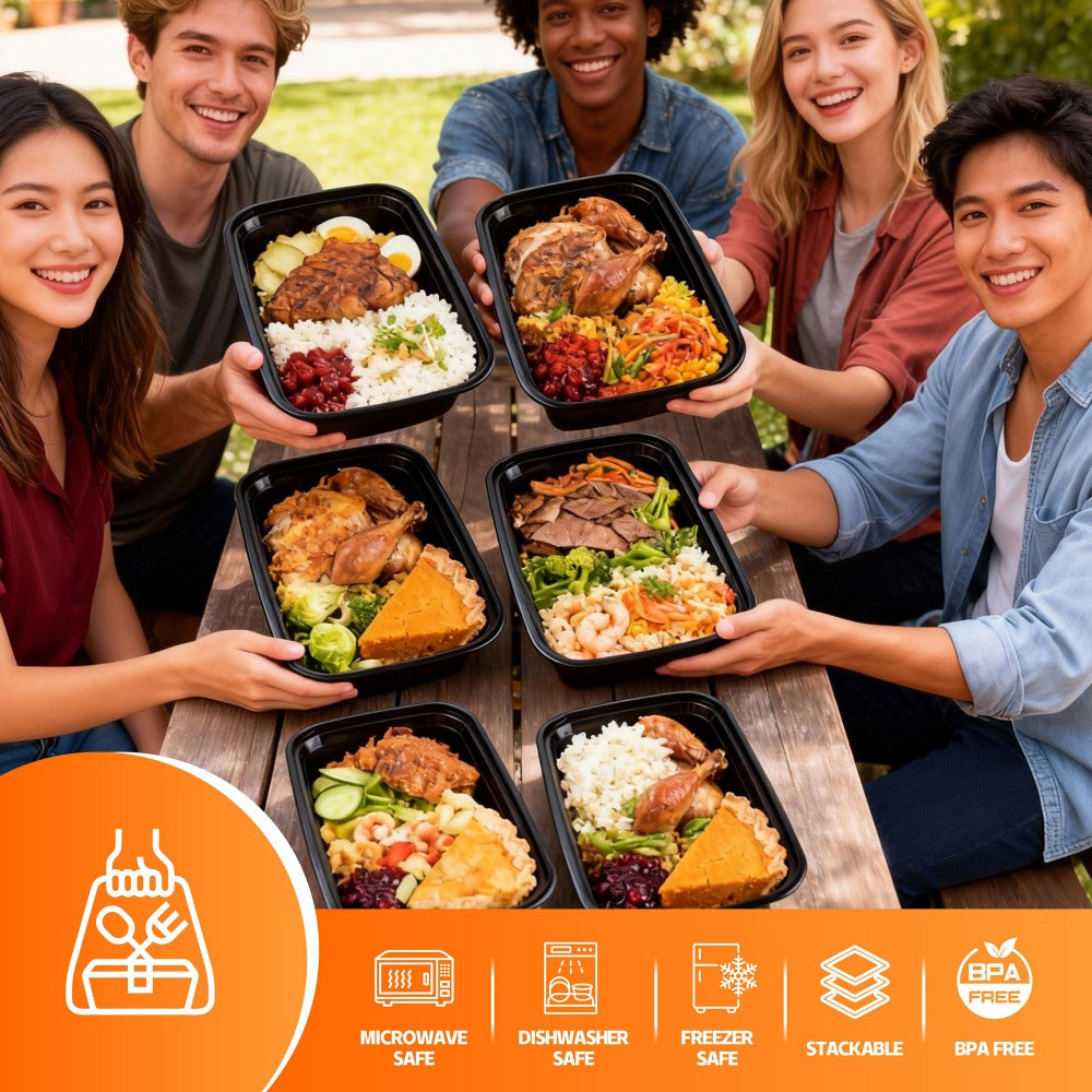 Food Storage Containers 50-Container Meal Prep Set with 50 Lids, 32 oz or 38 oz Capacity Options