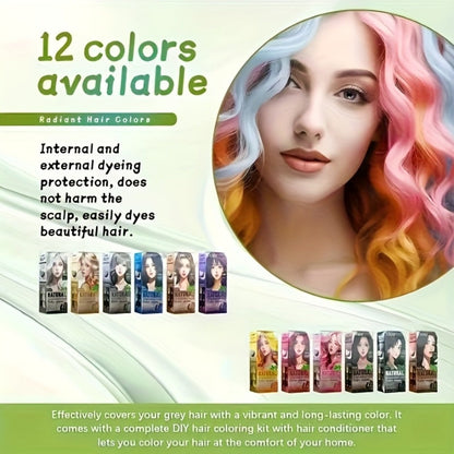 Permanent Hair Dye Kit 12 Vibrant Colors with Developer & Applicator Tools Bleach Blonde Ash for Bath Time, Home Spa and Personal Care