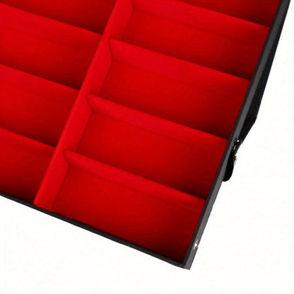 Eyeglass Organizer Box 18 Grid – Velvet Sunglasses Display Case with Foldable Cover, Scratch-Proof Storage for Glasses & Jewelry