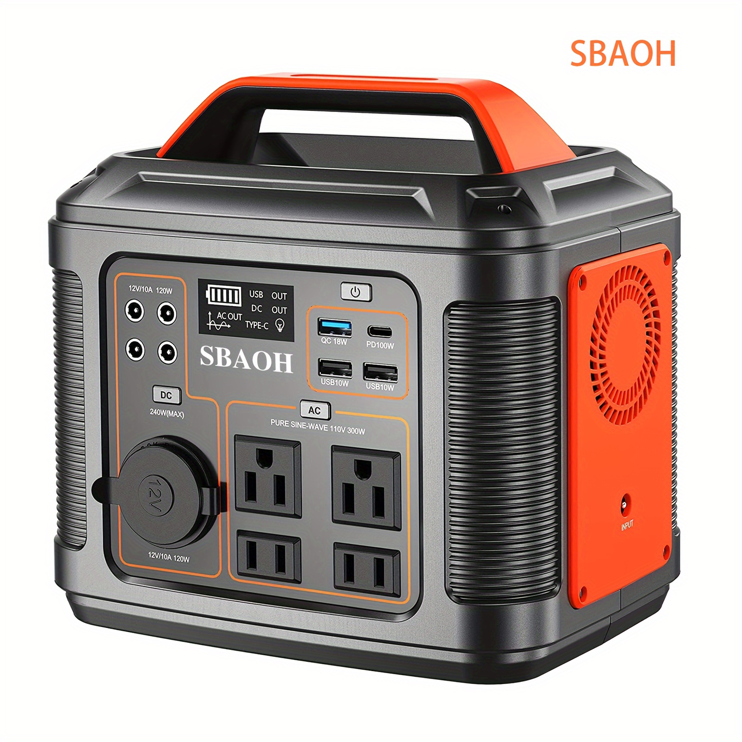 Backup Power Supply 300W 296Wh Portable Power Station Quick Charge AC Outlet DC USB LED Flashlight Lithium Battery for Home Camping Travel