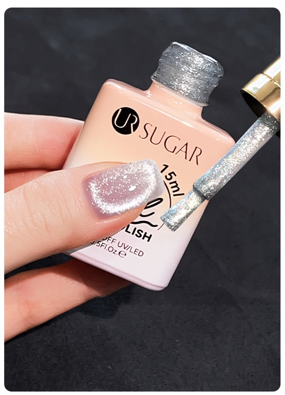 White Glitter Cat Eye Gel Polish Set 2pc Sparkling Magnetic with Stick Included | Soak Off UV LED 0.51oz Each Semi-Permanent 3D Nail Art |