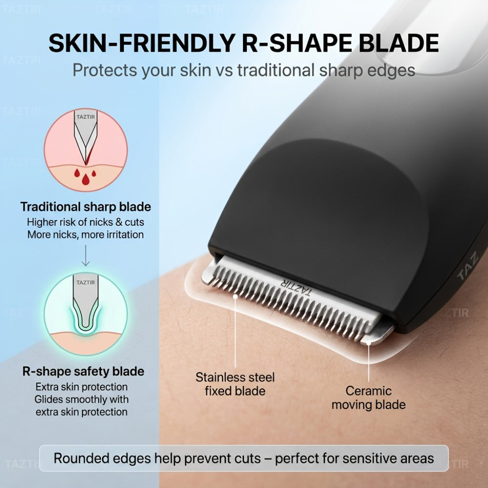 Waterproof Beard Trimmer 5-in-1 Body Grooming Kit for Men IP67 USB Rechargeable Electric Razor with Ceramic Blades LED Display