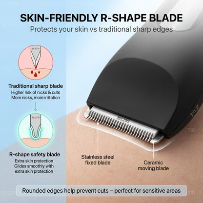 Waterproof Beard Trimmer 5-in-1 Body Grooming Kit for Men IP67 USB Rechargeable Electric Razor with Ceramic Blades LED Display