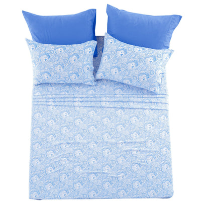 Bed Sheet Set 6-Piece Paisley Brushed Microfiber with 16-Inch Pocket and Six Size Families