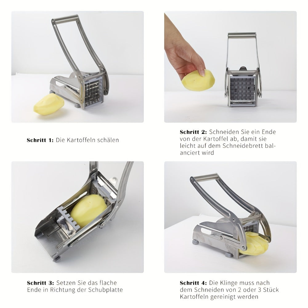 French Fry Cutter, Stainless Steel Vegetable & Potato Slicer, Multi-Function Food Chopper for Potato
