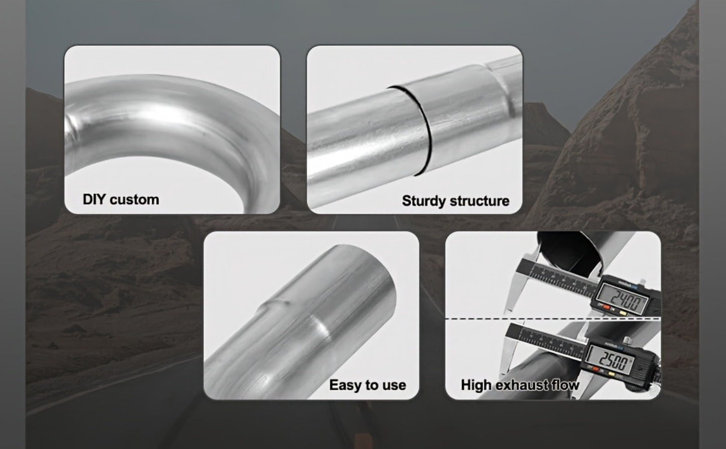2.5 Inch Exhaust Pipe Kit Mandrel Bend – 8pcs Universal Mild Steel 16 Gauge Tubing with 90° 45° U-Bend & Straight Pipes for Custom Exhaust