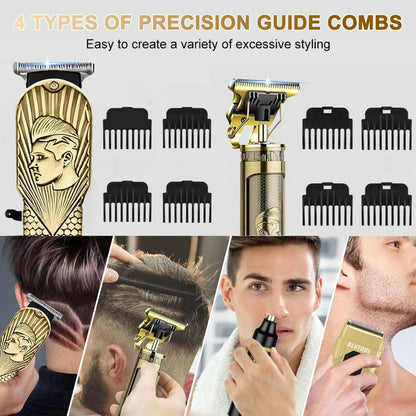 Hair Clipper & Beard Trimmer Set for Men USB Rechargeable with LCD Display – Professional Cordless Barber Kit Home Grooming Bundle