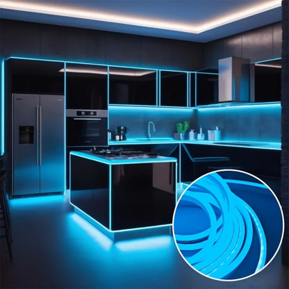 LED Neon Light Strip 32.8ft 10m 1200 LEDs Super Bright, 24V Flexible Neon Strip with Power Adapter & Mounting Clips