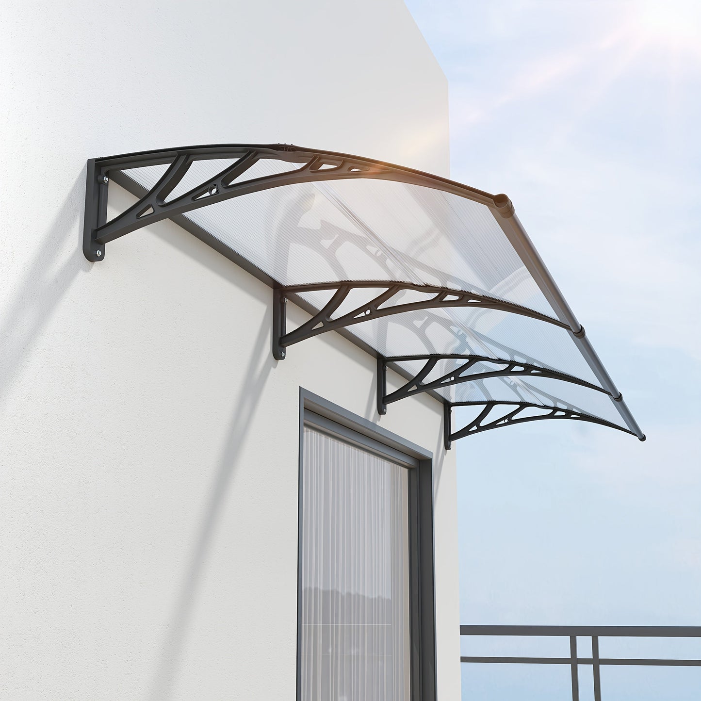 Door Awning Polycarbonate Window Canopy UPF50+ UV Rain Protection for Garden, Patio and Yard Use