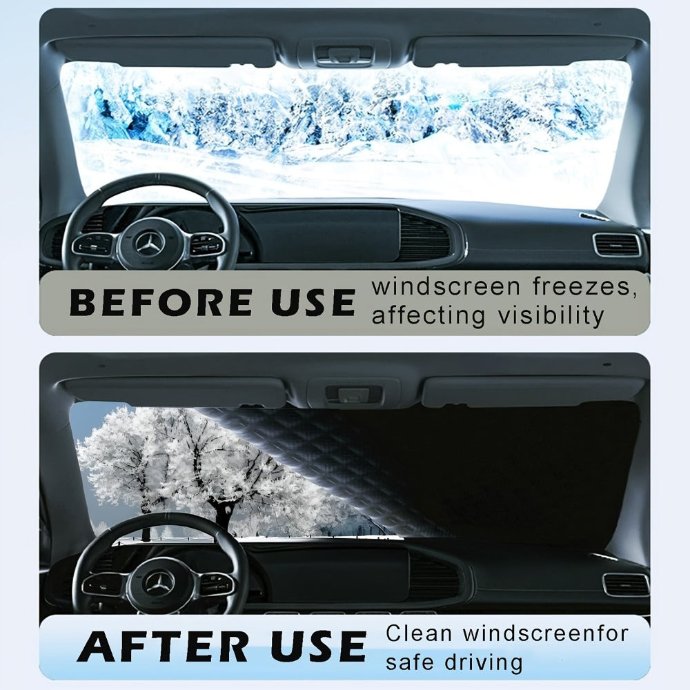 Car Windshield Snow Cover & Frost Shield 102" x 45" – Magnetic Windshield Cover with Side Window Protection for All Seasons