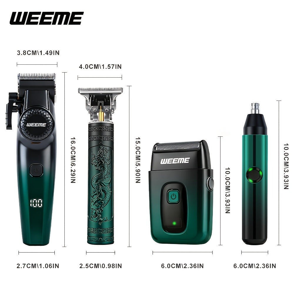 Men's Electric Grooming Kit 4-in-1 – Hair Clipper, Beard Trimmer, Electric Shaver & Nose Hair Trimmer Set, Gradient Design