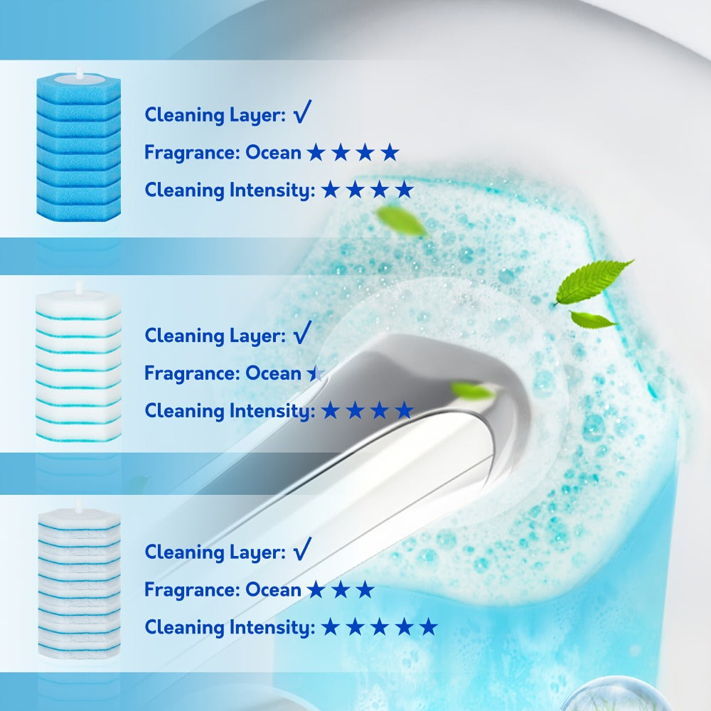 Disposable Toilet Brush Set with Refills & Holder - Wall Mounted or Floor Standing Toilet Cleaning System