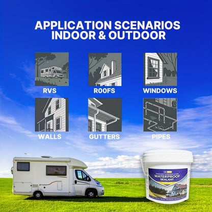 RV Waterproof Sealant 4.41LB – Flexible Clear Roof & Gutter Sealant Covers 160 Sq Ft | Multi-Surface Water-Based Coating for RV