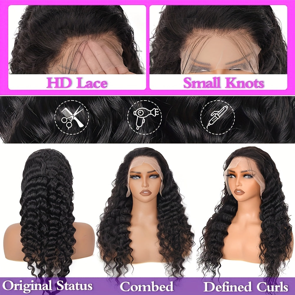 Glueless Bob Wig Human Hair 13x4 Pre Cut Lace 200% Density Wear and Go Deep Wave Body Wave Pre, for Home, Travel and Salon Hair Styling