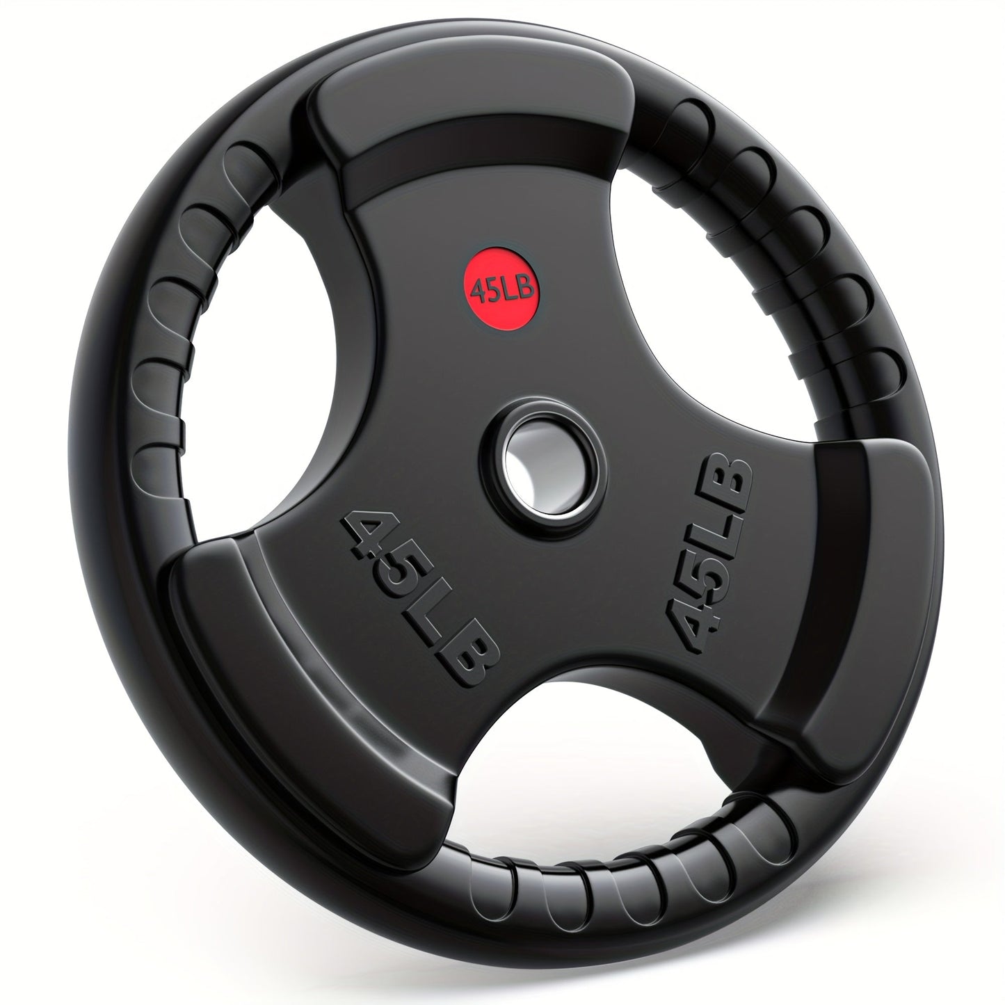 Tri-Grip Weight Plates with Three Hand Openings and 25, 35 or 45 lb Options for Barbell Training