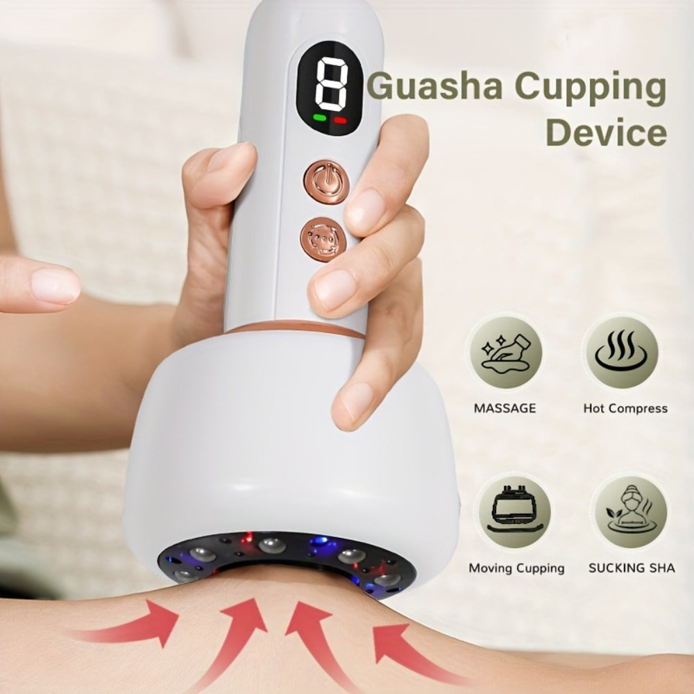 Vacuum Cupping Massager USB Rechargeable Scraping Massage Device Intelligent Suction Cup with 1200mAh Battery for Home or Salon Spa Use