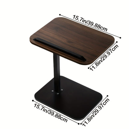 Compact Black Overbed Table with 360-Degree Rotating Top, 53–80 cm Height and 40 x 30 cm Base